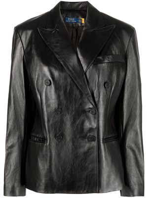 Polo Ralph Lauren double-breasted leather blazer - Black