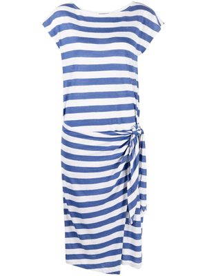 Polo Ralph Lauren draped side-tie striped dress - Blue