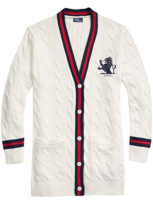 Polo Ralph Lauren embroidered cable-knit cardigan - White