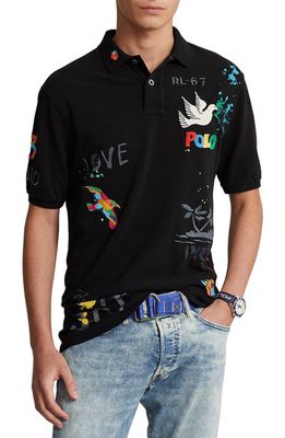 Polo Ralph Lauren Embroidered Cotton Piqué Graphic Polo in Polo Black