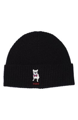 Polo Ralph Lauren Embroidered Frenchie Beanie in Polo Black