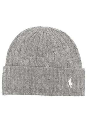 Polo Ralph Lauren embroidered-logo cable-knit beanie - Grey