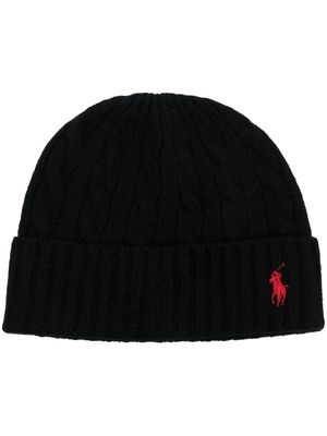 Polo Ralph Lauren embroidered-logo cable-knit hat - Black