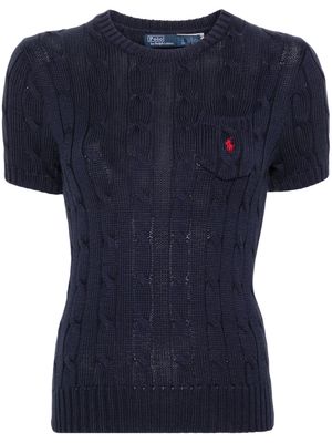 Polo Ralph Lauren embroidered-logo cable-knit T-shirt - Blue