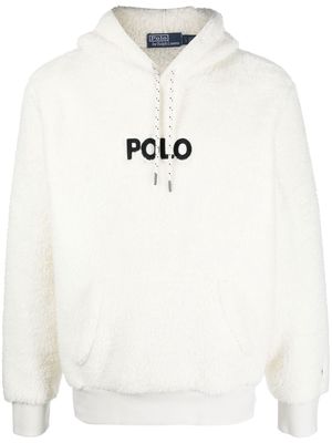 Polo Ralph Lauren embroidered-logo fleece pullover hoodie - Neutrals