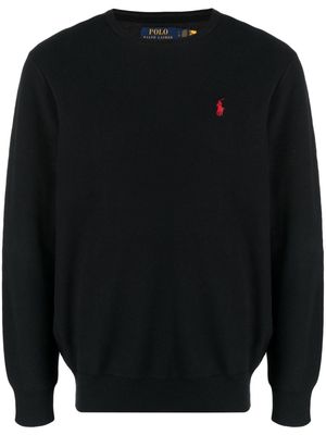 Polo Ralph Lauren embroidered-logo piqué-cotton jumper - Black