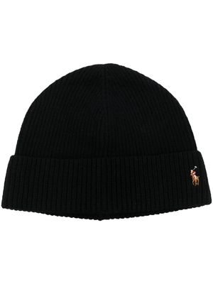 Polo Ralph Lauren embroidered-logo ribbed-knit hat - Black