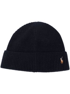 Polo Ralph Lauren embroidered-logo ribbed-knit hat - Blue