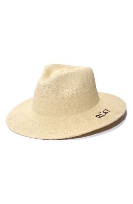 Polo Ralph Lauren Embroidered Logo Straw Fedora in Natural Tonal
