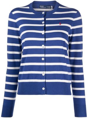 Polo Ralph Lauren embroidered-logo striped cardigan - Blue
