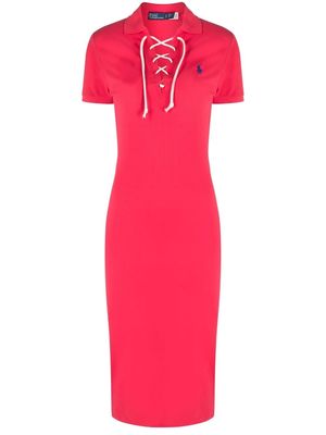 Polo Ralph Lauren embroidered-motif short-sleeve dress - Pink