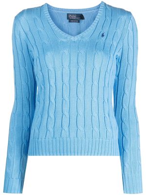 Polo Ralph Lauren embroidered-pony cable-knit jumper - Blue