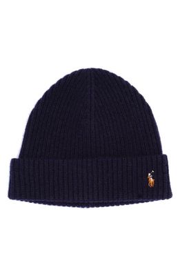 Polo Ralph Lauren Embroidered Signature Logo Beanie in Classic Navy