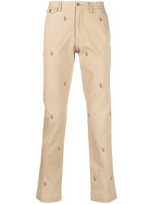 Polo Ralph Lauren embroidered straight-leg trousers - Neutrals