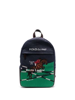 Polo Ralph Lauren Equestrian-print canvas backpack - Blue
