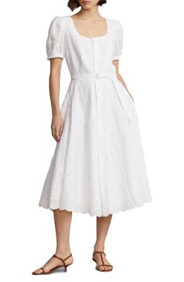 Polo Ralph Lauren Eyelet Embroidery Linen Dress in White
