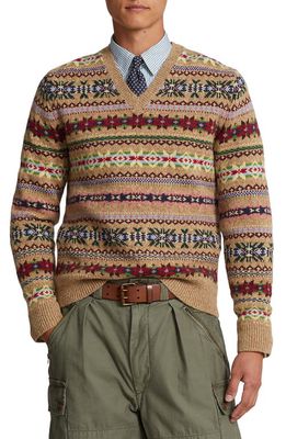 Polo Ralph Lauren Fair Isle Wool Sweater in Camel Combo