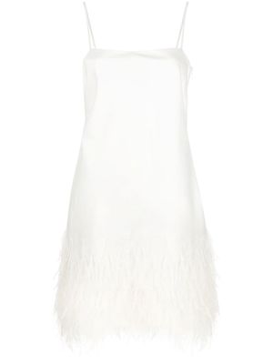 Polo Ralph Lauren feather-trim satin mini dress - White