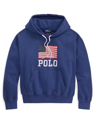 Polo Ralph Lauren flag-print cotton-blend hoodie - Blue