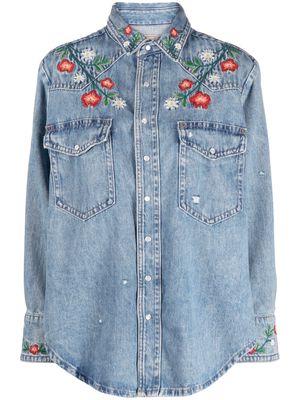 Polo Ralph Lauren floral-embroidered denim shirt - Blue