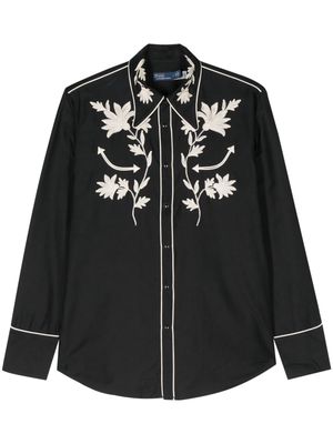 Polo Ralph Lauren floral-embroidery western blouse - Blue