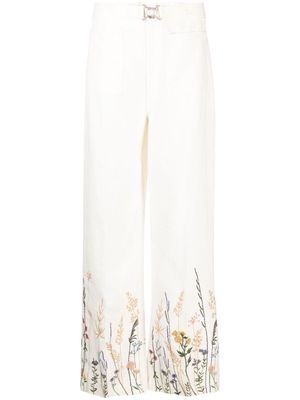 Polo Ralph Lauren floral-hem wide-leg trousers - Neutrals