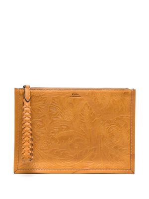 Polo Ralph Lauren floral-motif clutch bag - Brown