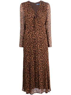 Polo Ralph Lauren floral-print A-line maxi dress - Brown