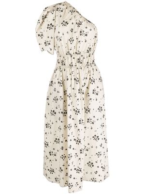 Polo Ralph Lauren floral-print asymmetric midi dress - Neutrals