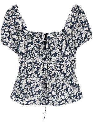 Polo Ralph Lauren floral-print cotton blouse - Blue