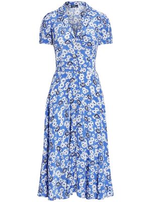 Polo Ralph Lauren floral-print notched-lapels dress - Blue