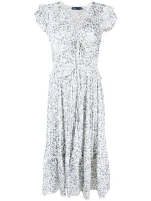 Polo Ralph Lauren floral-print plissé dress - White