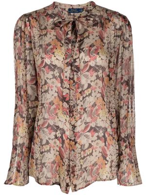 Polo Ralph Lauren floral print pussybow blouse - Neutrals