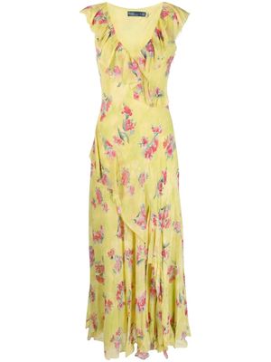 Polo Ralph Lauren floral-print ruffled maxi dress - Yellow