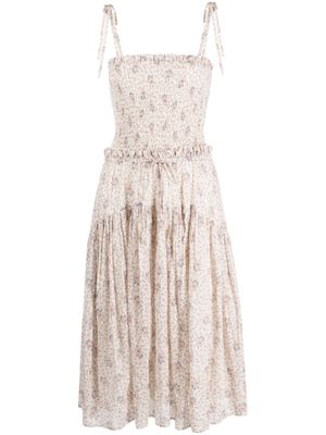 Polo Ralph Lauren floral-print smocked cotton dress - Neutrals