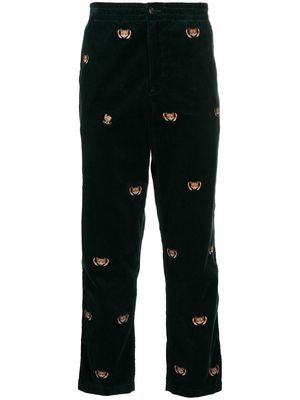 Polo Ralph Lauren fox-embroidered corduroy trousers - Green