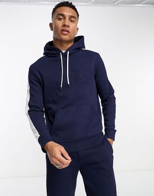 Polo Ralph Lauren front logo taped mesh hoodie in navy - part of a set