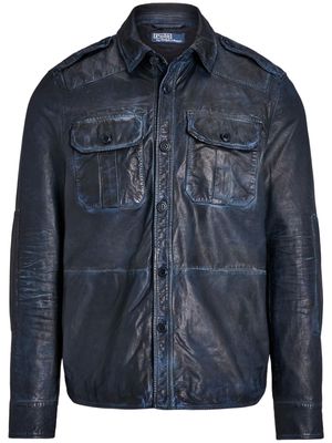 Polo Ralph Lauren garment-dyed panelled leather jacket - Blue