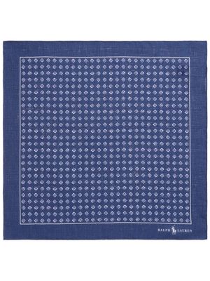 Polo Ralph Lauren geometric-print linen pocket square - Blue