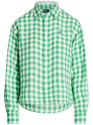 Polo Ralph Lauren gingham-print linen shirt - Green