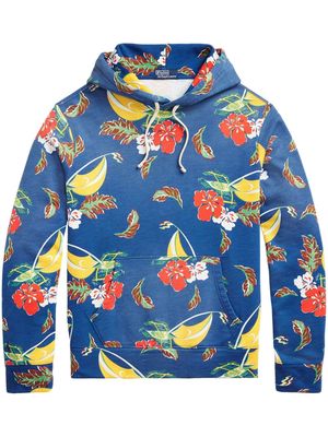 Polo Ralph Lauren graphic-print cotton-blend hoodie - Blue