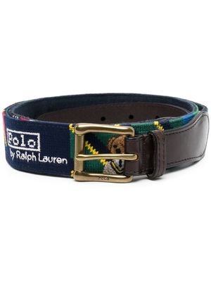 Polo Ralph Lauren graphic-print leather belt - Blue