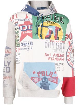 Polo Ralph Lauren graphic-print long-sleeve hoodie - Neutrals
