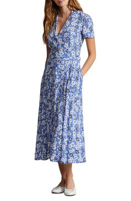 Polo Ralph Lauren Hampton Floral Crepe Midi Shirtdress in Blue Cosmos Floral