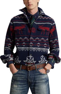 Polo Ralph Lauren Holiday Jacquard Button-Up Shirt in Navy Holiday Jacquard