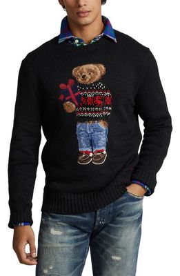 Polo Ralph Lauren Holiday Polo Bear Crewneck Sweater in Polo Black