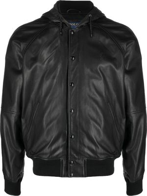 Polo Ralph Lauren hooded leather jacket - Black