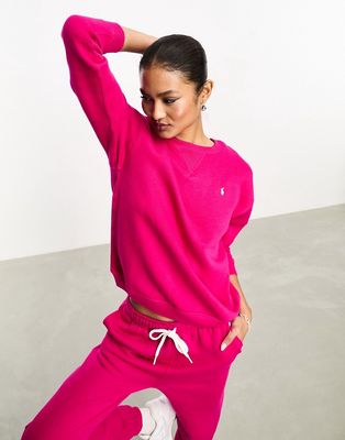 Polo Ralph Lauren icon logo arctic fleece sweatshirt in bright pink
