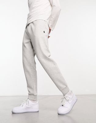 Polo Ralph Lauren icon logo double knit cuffed sweatpants in gray heather