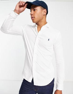 Polo Ralph Lauren icon logo estate collar jersey sport shirt in white